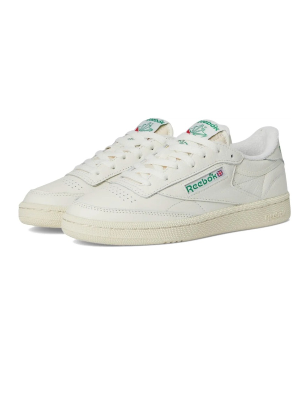 Reebok Kids White Sneakers with Green Logo